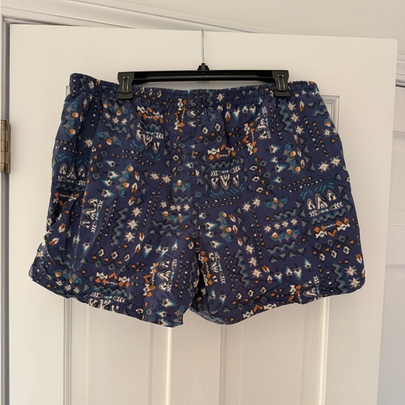 Patagonia Baggies Shorts Womens XL Blue Wandering Woods Drawstring Geometric - Picture 2 of 5